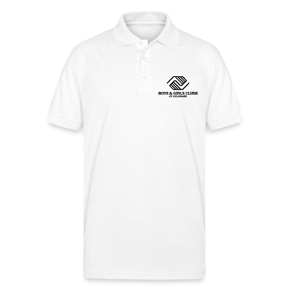 LOGO ONLY Gildan Unisex 50/50 Jersey Polo - white