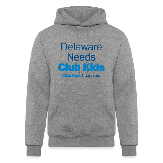 Delaware Needs Club Kids Champion Unisex Powerblend Hoodie - heather gray