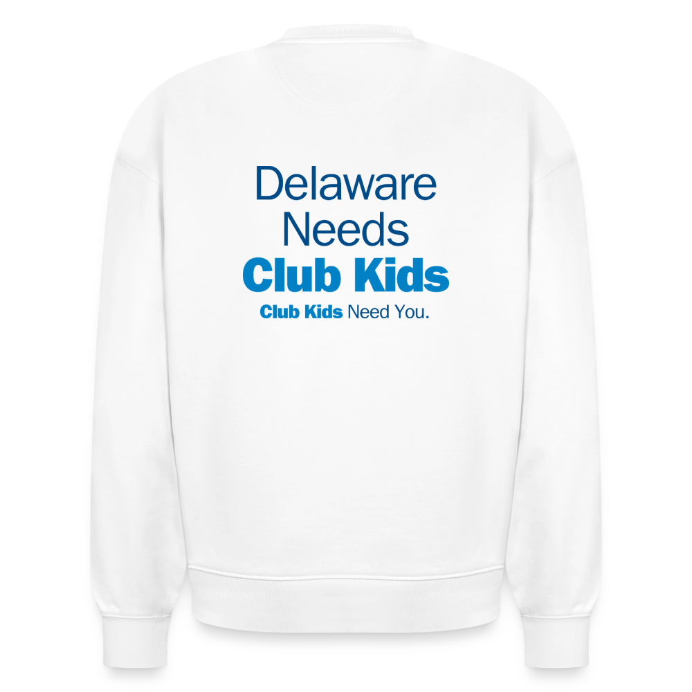 BGCDE Club Kids Need You BLUE - Dual Sided Stanley/Stella Radder Unisex Oversized Organic Sweatshirt - white