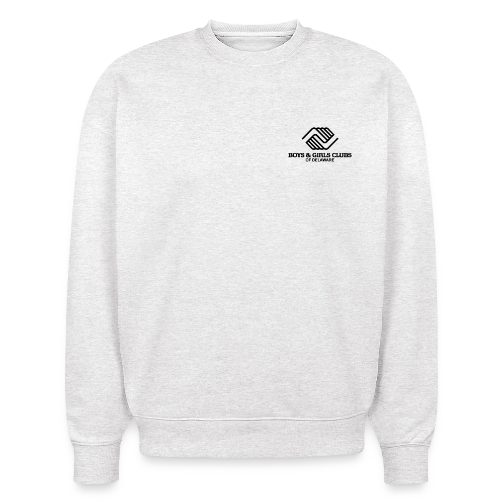 BGCDE Club Kids Need You BLUE - Dual Sided Stanley/Stella Radder Unisex Oversized Organic Sweatshirt - cool heather grey