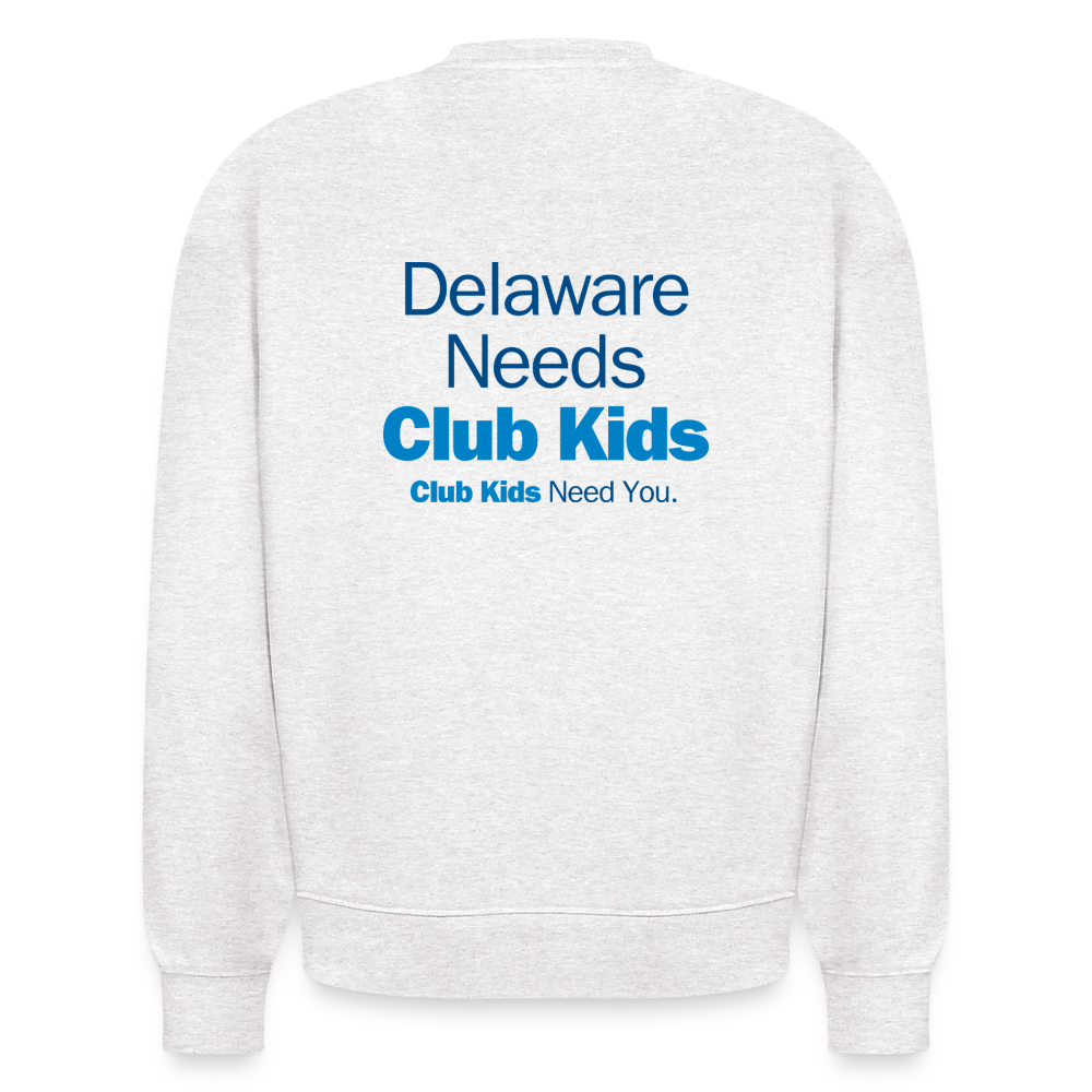 BGCDE Club Kids Need You BLUE - Dual Sided Stanley/Stella Radder Unisex Oversized Organic Sweatshirt - cool heather grey