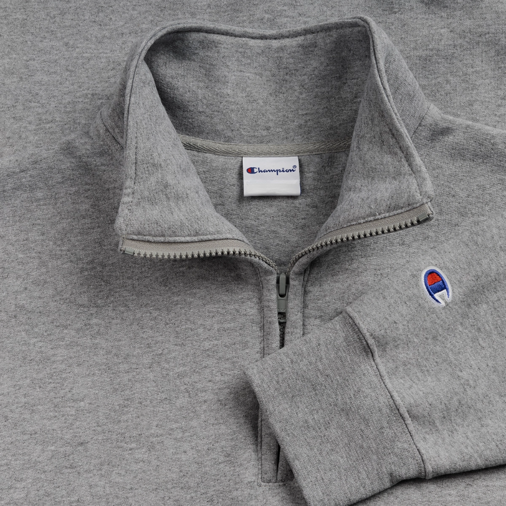 LOGO ONLY Champion Unisex 1/4 Zip Pullover Sweatshirt - heather gray