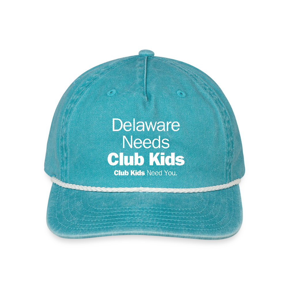 Delaware Needs Club Kids Vintage Washed Rope Cap - faded turquoise