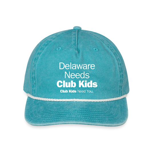 Delaware Needs Club Kids Vintage Washed Rope Cap - faded turquoise