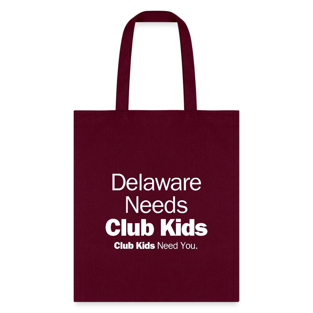 Delaware Needs Club Kids Tote Bag - burgundy