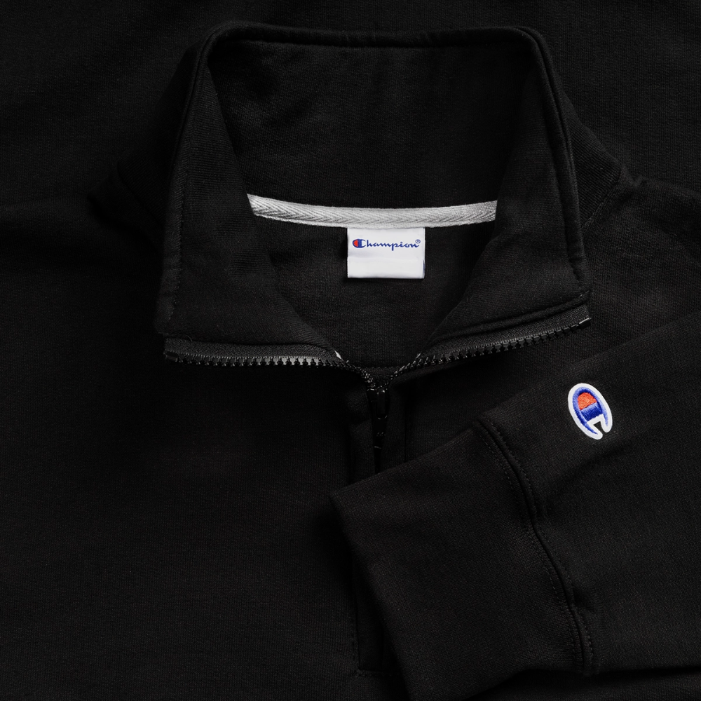LOGO ONLY Champion Unisex 1/4 Zip Pullover Sweatshirt - black