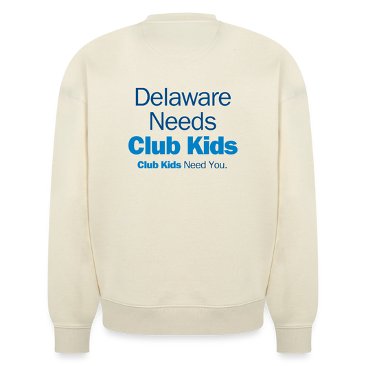 BGCDE Club Kids Need You BLUE - Dual Sided Stanley/Stella Radder Unisex Oversized Organic Sweatshirt - natural raw