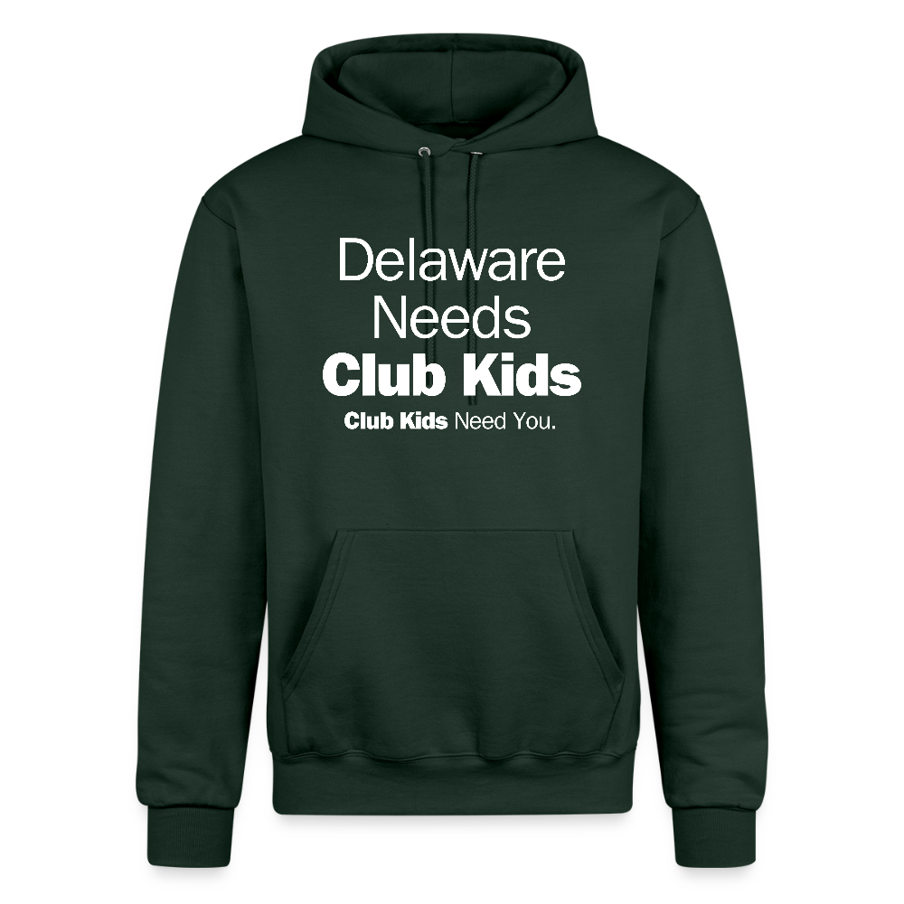 Delaware Needs Club Kids Champion Unisex Powerblend Hoodie - Dark Green