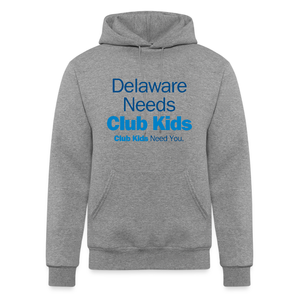 Delaware Needs Club Kids Champion Unisex Powerblend Hoodie - heather gray