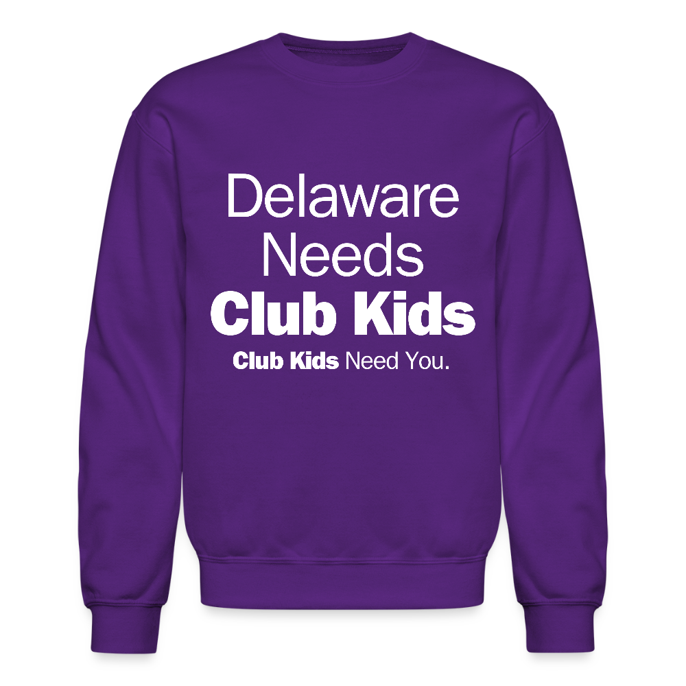 Delaware Needs Club Kids Crewneck Sweatshirt - purple