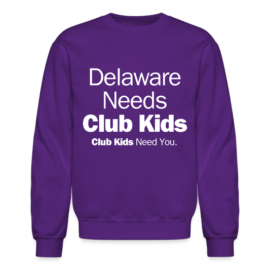 Delaware Needs Club Kids Crewneck Sweatshirt - purple