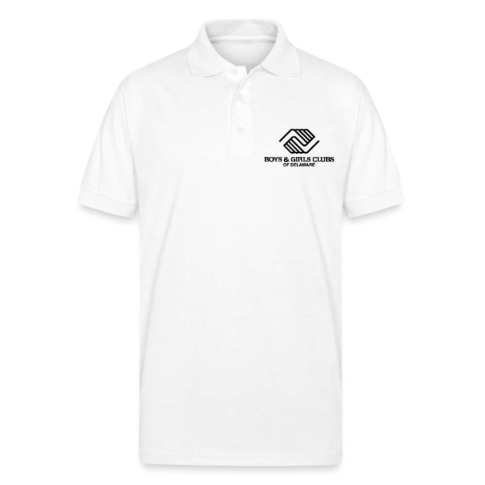 LOGO ONLY Gildan Unisex 50/50 Jersey Polo - white