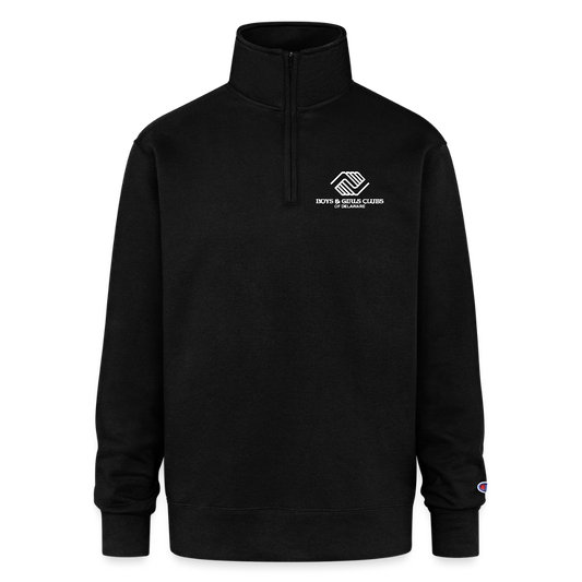 LOGO ONLY Champion Unisex 1/4 Zip Pullover Sweatshirt - black