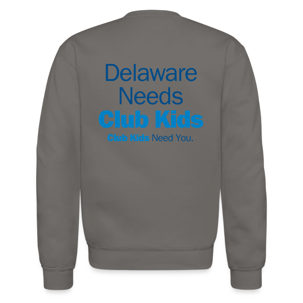 BGCDE Club Kids Need You BLUE - Dual Sided Crewneck Sweatshirt - asphalt gray