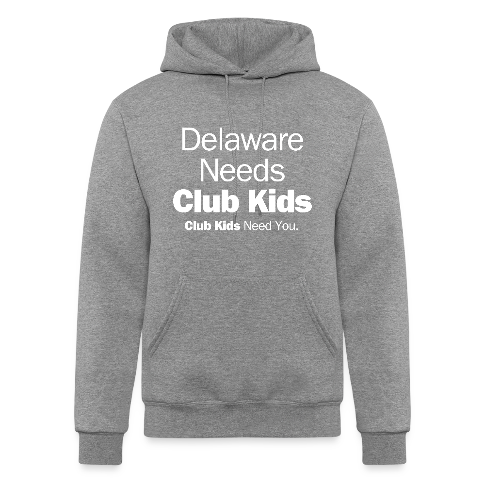 Delaware Needs Club Kids Champion Unisex Powerblend Hoodie - heather gray