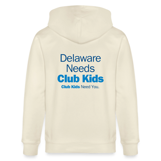 BGCDE Club Kids Need You BLUE - Dual Sided Stanley/Stella Cultivator Organic Zip Hoodie - natural raw