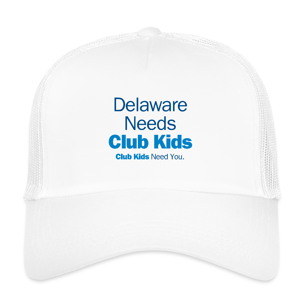 Delaware Needs Club Kids Eco Trucker Cap - white/white