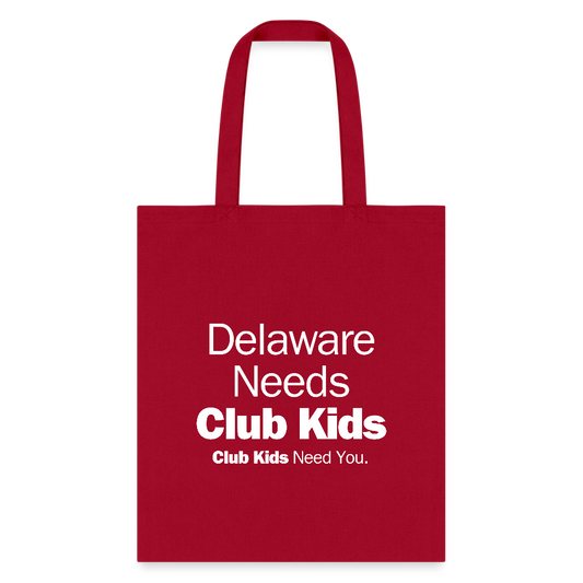 Delaware Needs Club Kids Tote Bag - red
