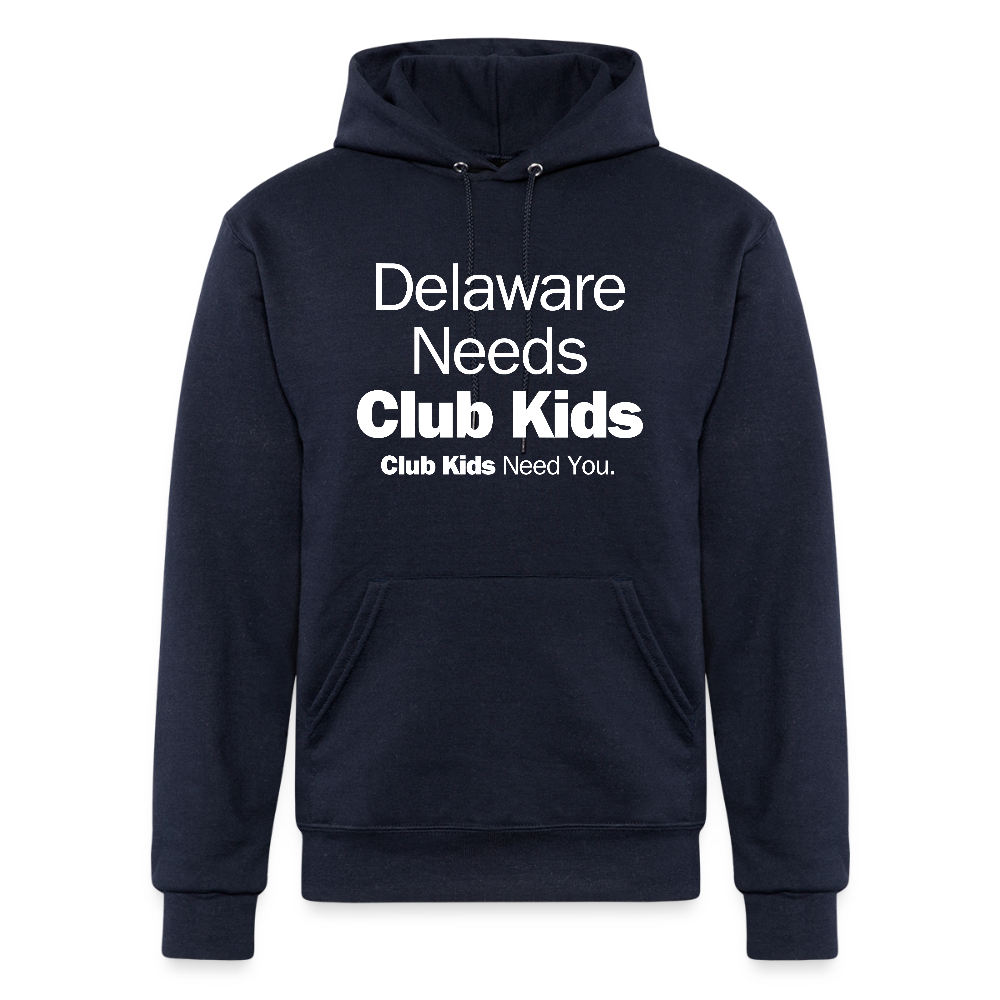 Delaware Needs Club Kids Champion Unisex Powerblend Hoodie - navy