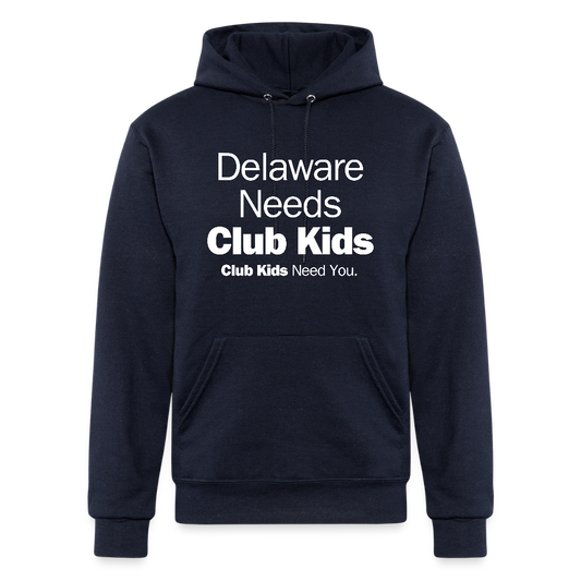 Delaware Needs Club Kids Champion Unisex Powerblend Hoodie - navy