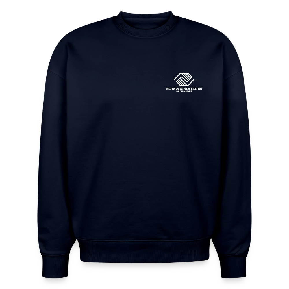 BGCDE Club Kids Need You BLUE - Dual Sided Stanley/Stella Radder Unisex Oversized Organic Sweatshirt - french navy