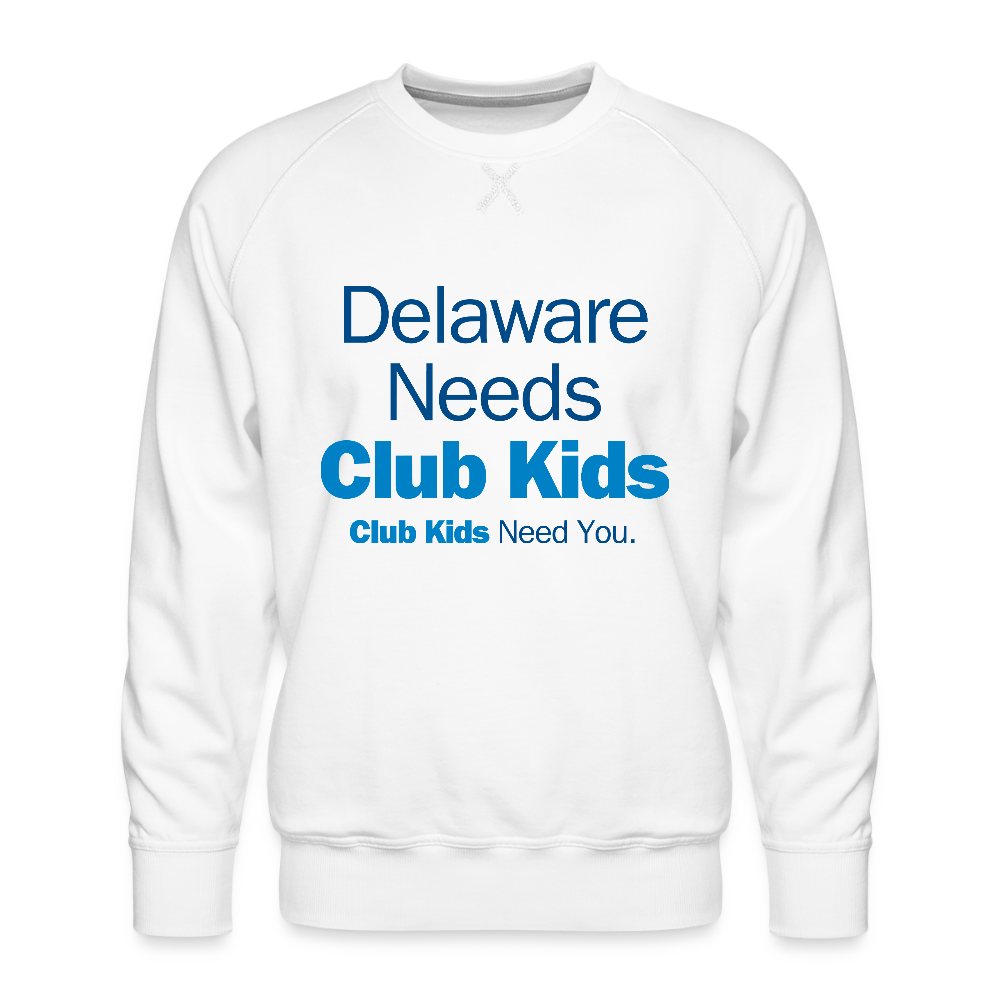 Delaware Needs Club Kids Men’s Premium Sweatshirt - white