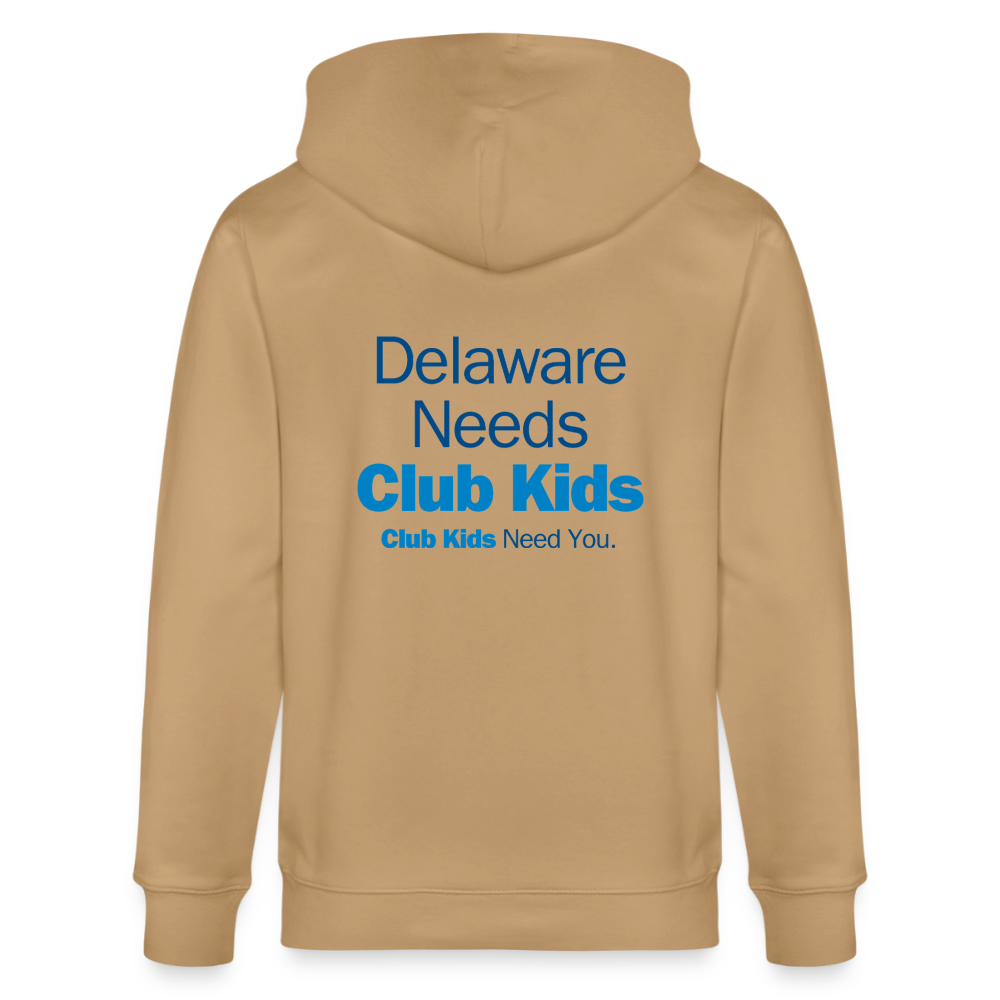 BGCDE Club Kids Need You BLUE - Dual Sided Stanley/Stella Cultivator Organic Zip Hoodie - latte