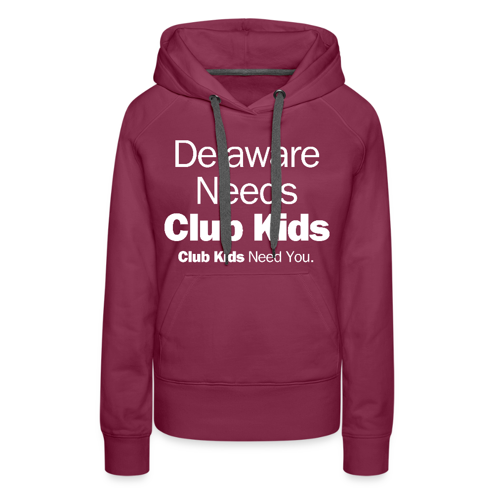 Delaware Needs Club Kids Women’s Premium Hoodie - burgundy