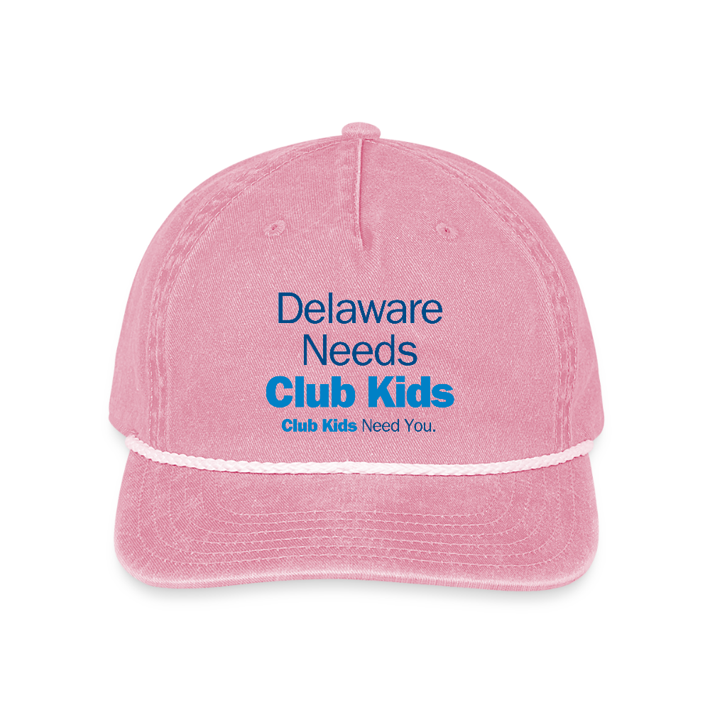 Delaware Needs Club Kids Vintage Washed Rope Cap - washed pink