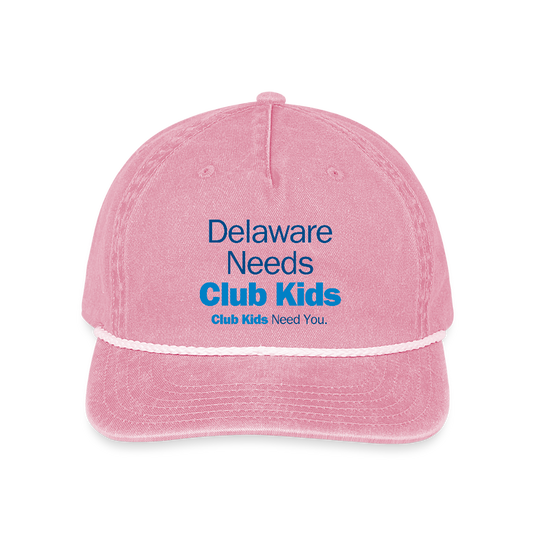 Delaware Needs Club Kids Vintage Washed Rope Cap - washed pink