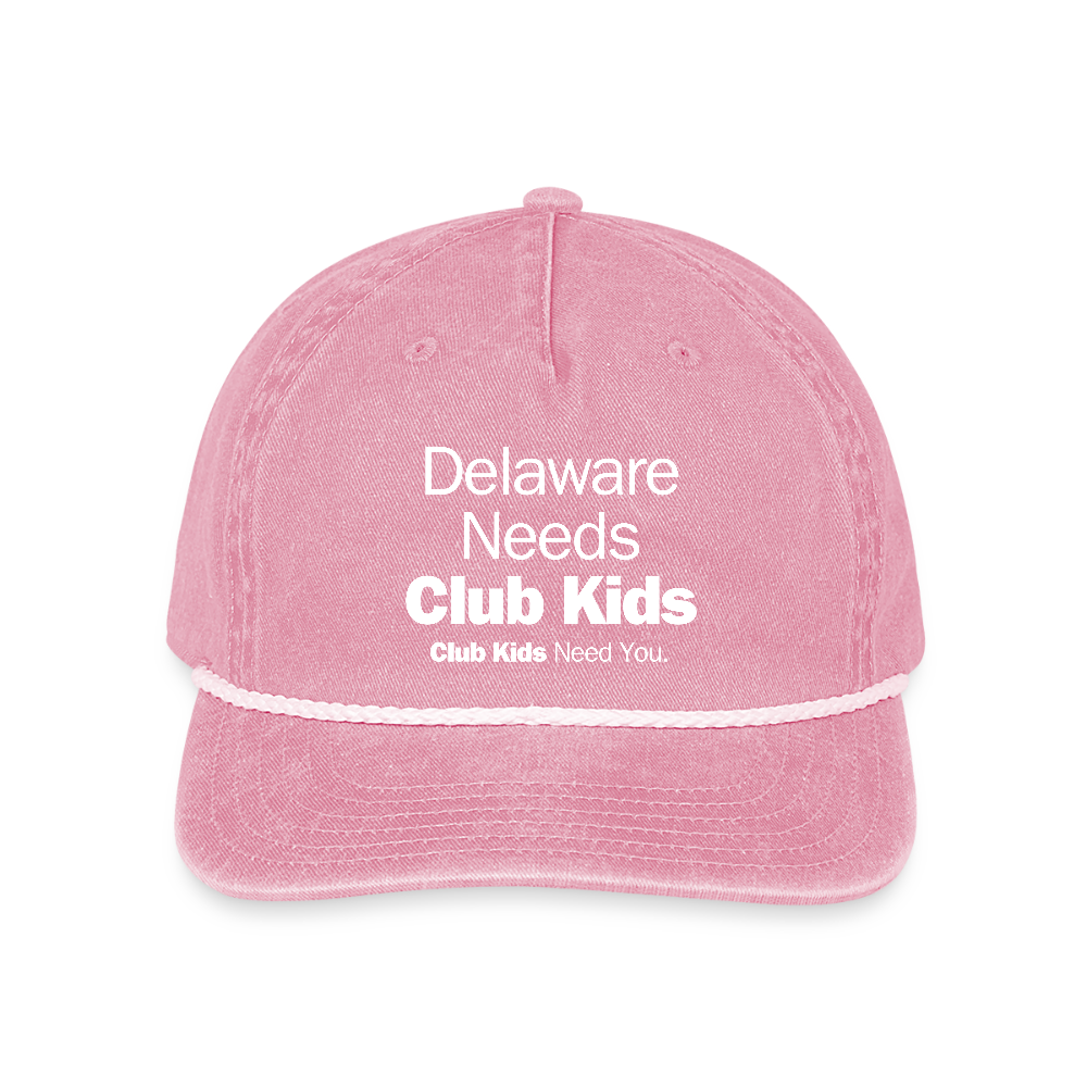Delaware Needs Club Kids Vintage Washed Rope Cap - washed pink