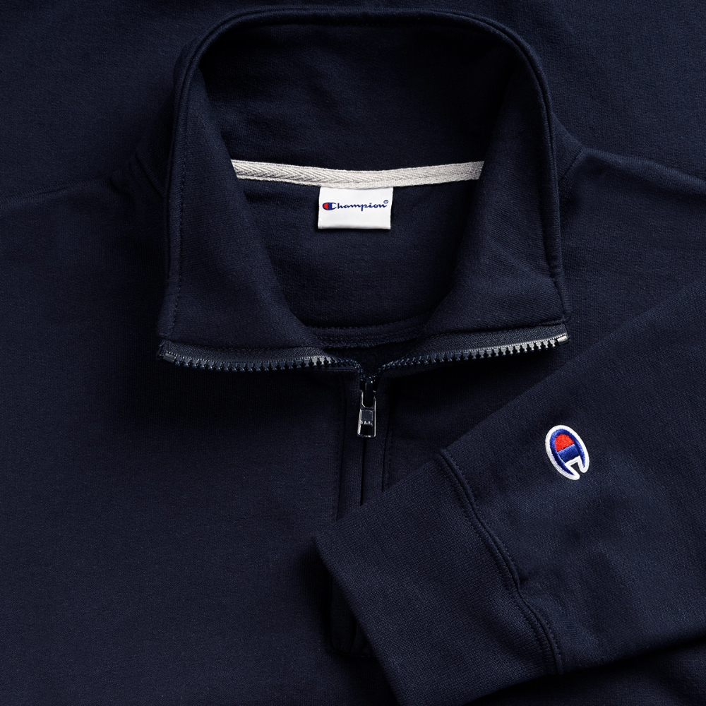 LOGO ONLY Champion Unisex 1/4 Zip Pullover Sweatshirt - navy